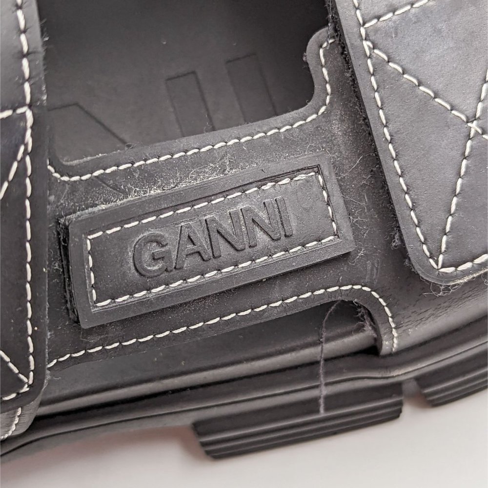 Ganni Women Recycled Black Rubber City Sandals Size 8 US 38 EUR - Picture 6 of 10